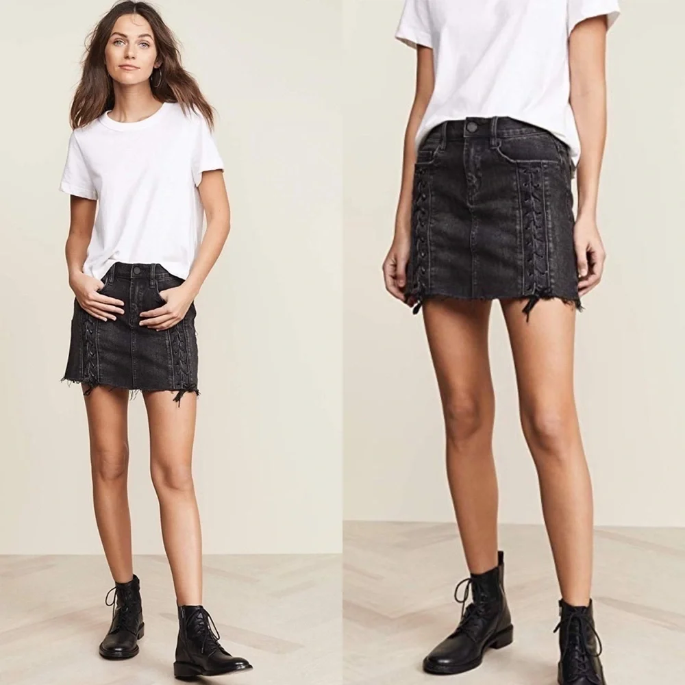 Blank NYC Black Denim Jeans Skirt M